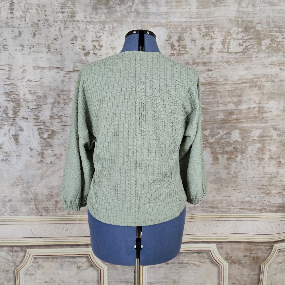 Anthropologie Sage Green Top Sweater Blouson Knit Anthro Balloon Sleeves Small S - Picture 5 of 10